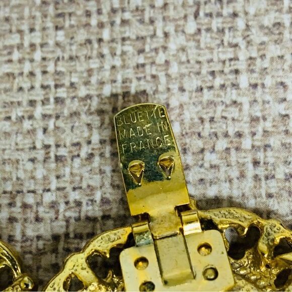 VTG Bluette Gold Pearl Shoe Clips - Picture 3 of 3